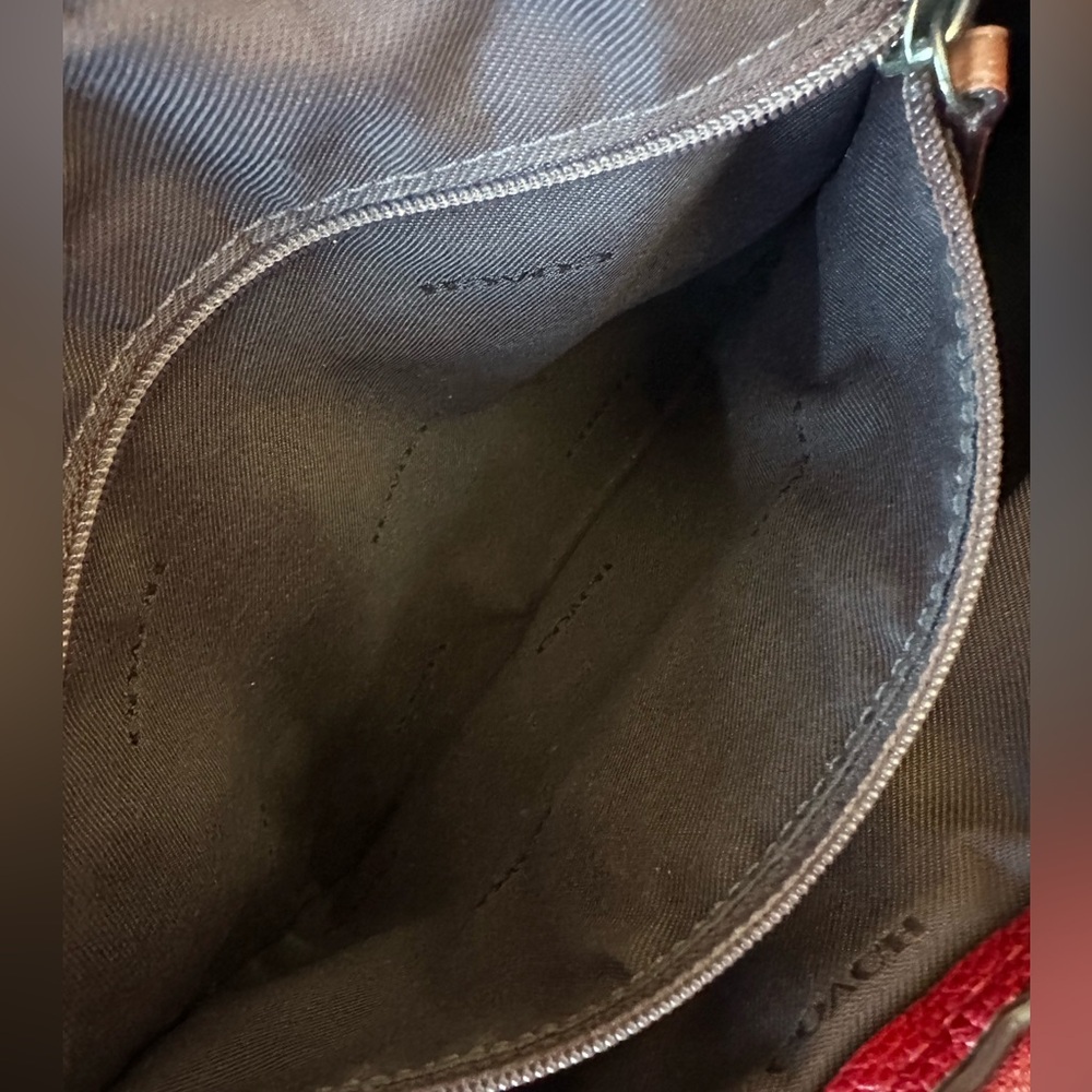 COACH Candy Apple Red Dalton 31 In Jacquard Signature Hobo Bag - Picture 9 of 16